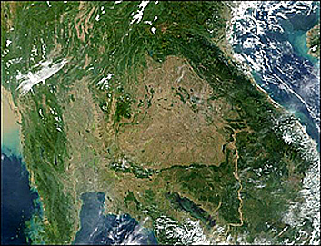 Southeast Asia as imaged by MODIS.