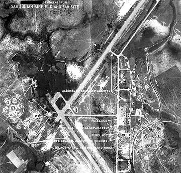 U-2 aerial photo of a military support complex around a missile site in Cuba.