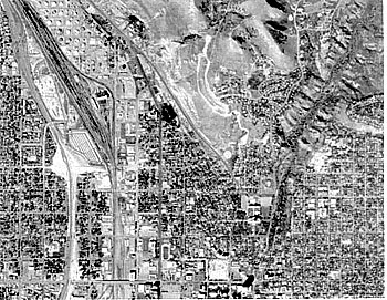 Part of Salt Lake City shown in an aerial photo.