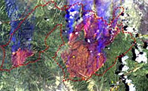 Landsat-7 image of the Arizona wildfires.