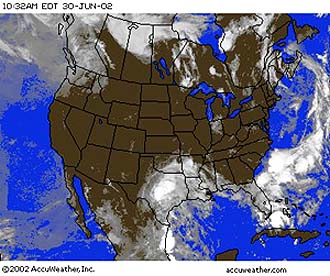 Accuweather cloud map over the U.S. for June 30, 2002.