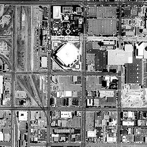 Downtown Salt Lake City, imaged by IKONOS at 1 meter.