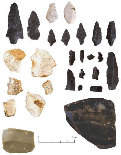 Chert and obisidan artefacts