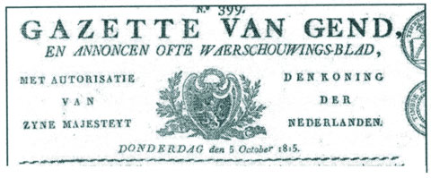 Gazette van Gend, 5 oktober 1815