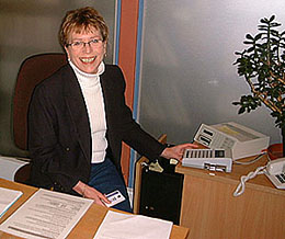 Photograph of Jan Grannell: one of the staff at the new Photocopying Help Desk
