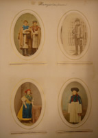 'Hungarian Peasants'. Hand coloured photographs by Sir Arthur Evans