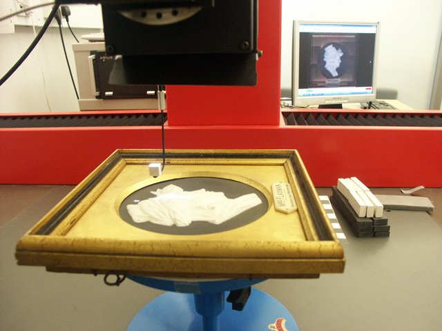 3d colour laser scan of a relief of Mrs Flaxman from UCL Art Museum