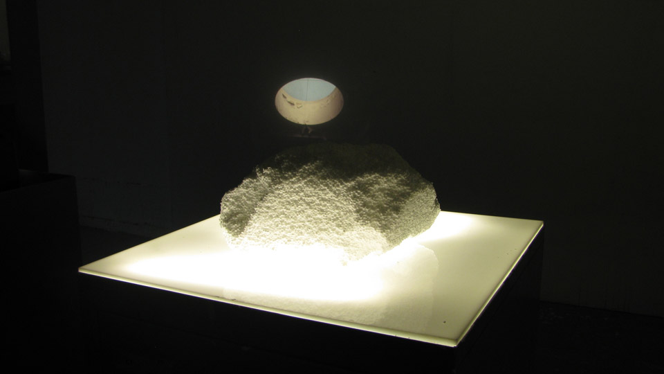 Light Rocks, 2011, polystyrene,acrylic, flourescent lights, locker, slide projection, dimensions variable