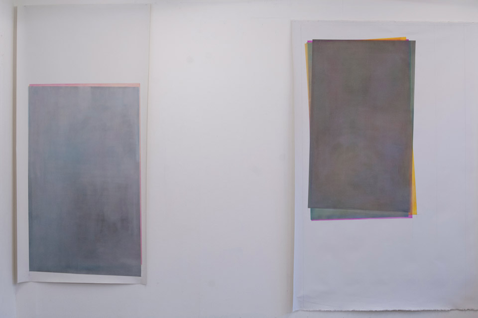<p>Banners, 2013, oil on canvas, 1 x 2 m each</p>