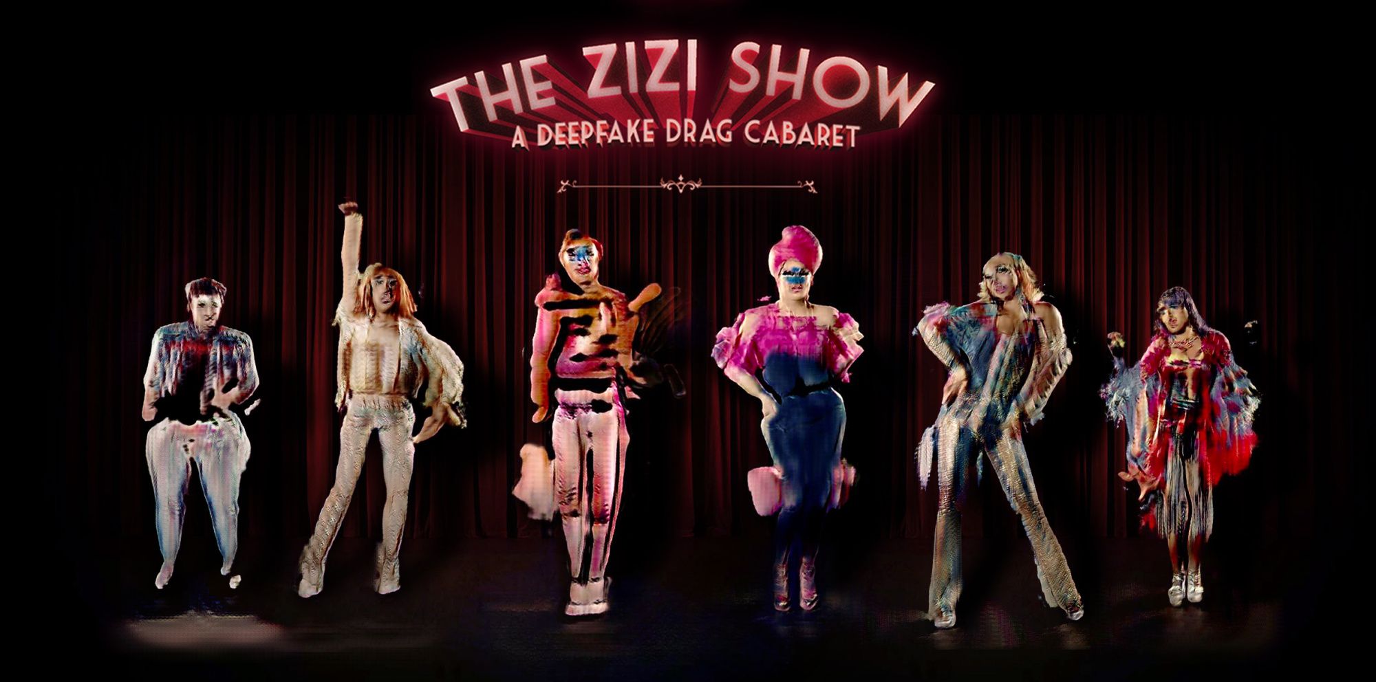 The Zizi Show, 2020, montage of deepfake drag artists