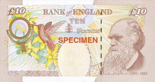 Darwin on £10 note