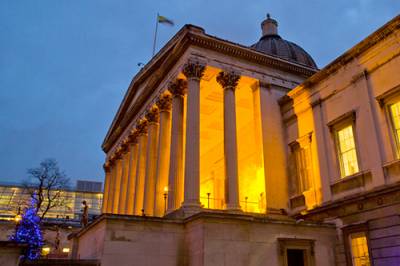 UCL Portico in the evening