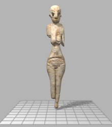 If you rotate this figurine, you can see that its ears are protruding and almost wrap around the side of the head. Also, when turned to its side, the figurine's back is almost completely flat, perhaps it was designed to lie flat?