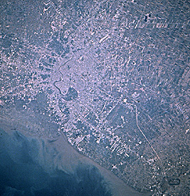 Photograph of Bangkok taken from the Space Shuttle.