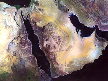 Orbview-2 image of part of the Middle East including Saudi Arabia and Egypt.
