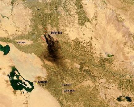 The region of Iraq around Baghdad; MODIS image.