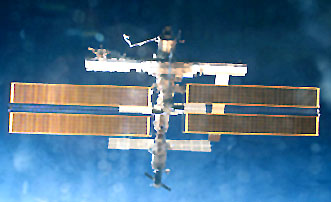 The ISS, looking down from the Shuttle, after the December, 2002 mission.