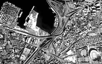 EROS 1.8 m image of Izmir, Turkey; EROS images normally cover a scene 12.5 km on a side.<font face=