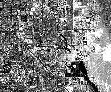 Part of Las Vegas, NV; a SPOT-4 panchromatic image; 10 m resolution.