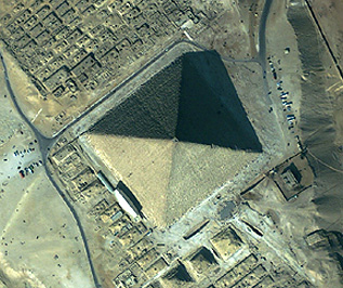 The Great Pyramid at Giza, at <2 m resolution, as seen by Quickbird.