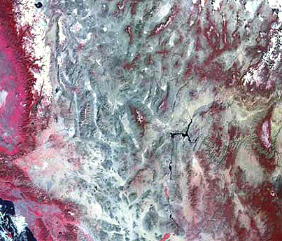 ALSat-1 false color image of a part of the southwestern United States.
