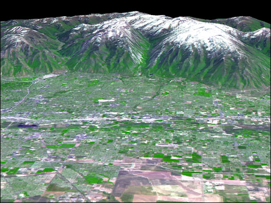 Landsat Perspective View of Salt Lake City.