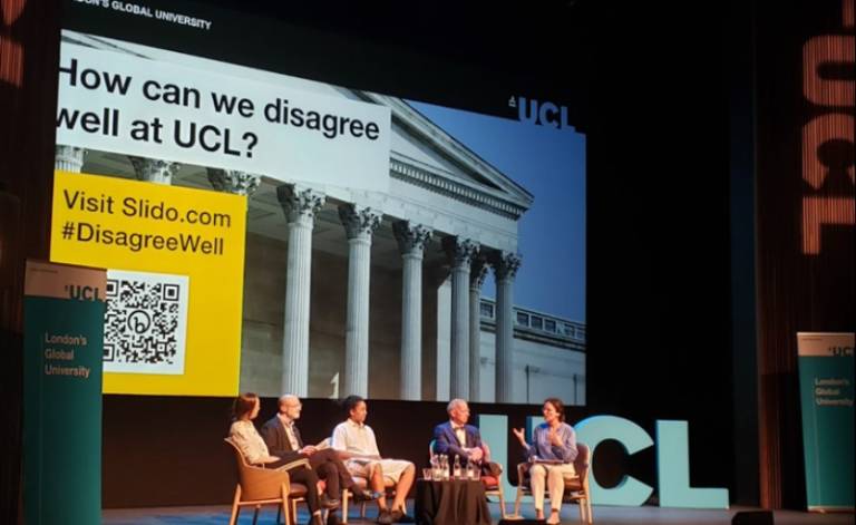 Panellists at UCL's Disagreeing Well event on 28 June 2023