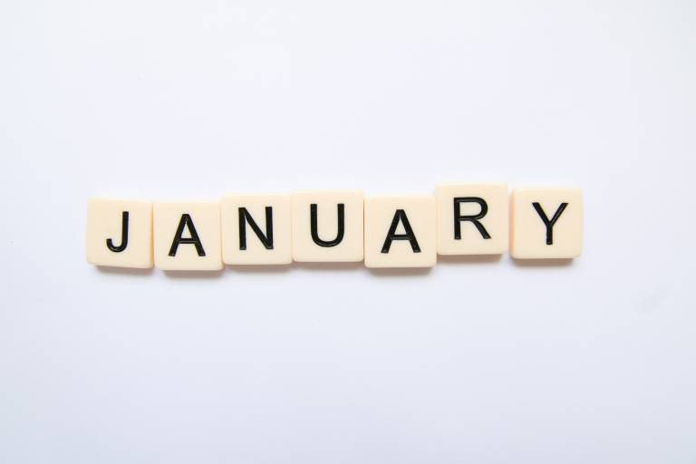 January spelt with scrabble tiles