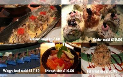 Dishes from Dozo Sushi in China Town