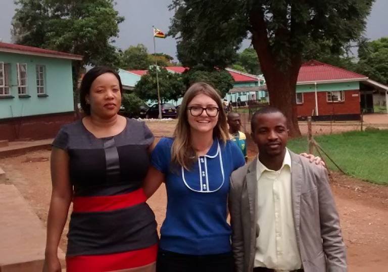 Andrew's co-researcher Valentina Cambiano with colleagues from the Zimbabwe Ministry of Health at a clinic