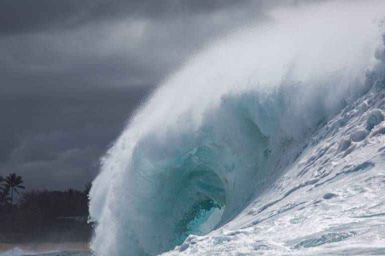 Giant tsunami wave crashing onto a tropical beach, Photo by Matt Paul Catalano on Unsplash (https://unsplash.com/s/photos/tsunami)