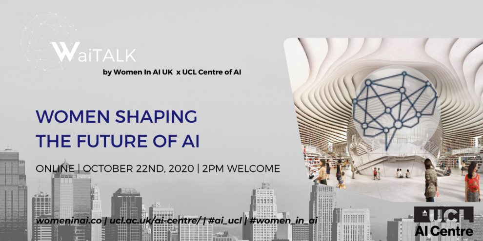 Women in AI Logo with details of the event