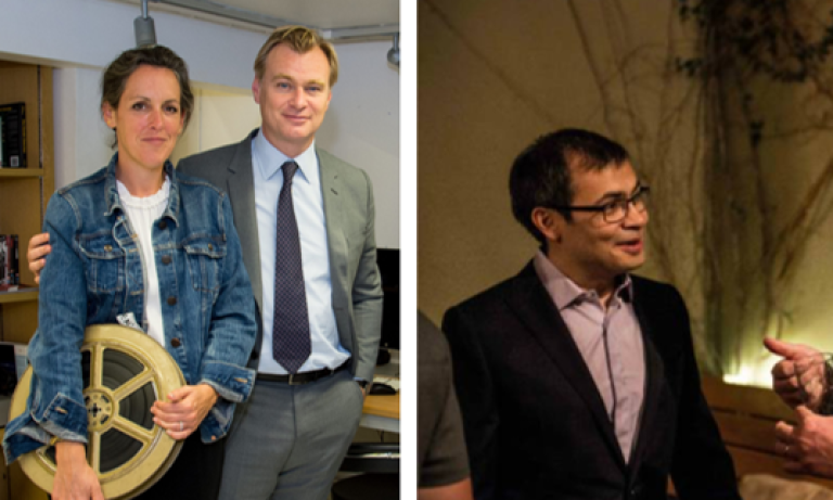 Dame Emma Thomas and Sir Christopher Nolan (left) and Sir Demis Hassabis (right)