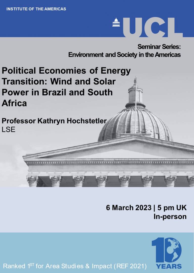 Event poster showing a photograph of the UCL Portico, the event and series titles, guest speaker and date