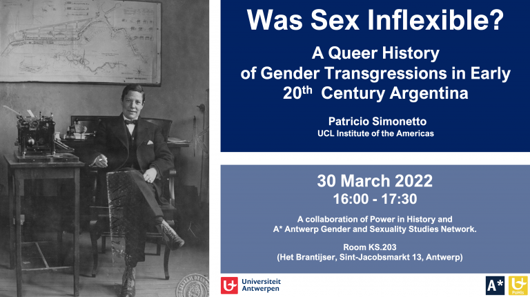 Event poster of Patricio Simonetto's talk at the University of Antwerp