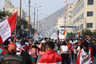 Photo showing massive street protests in Peru