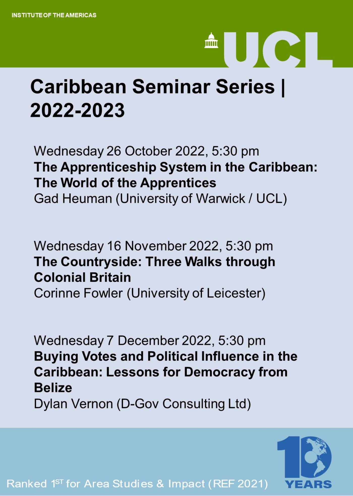 Caribbean Seminar Series 2022-2023 - poster for series