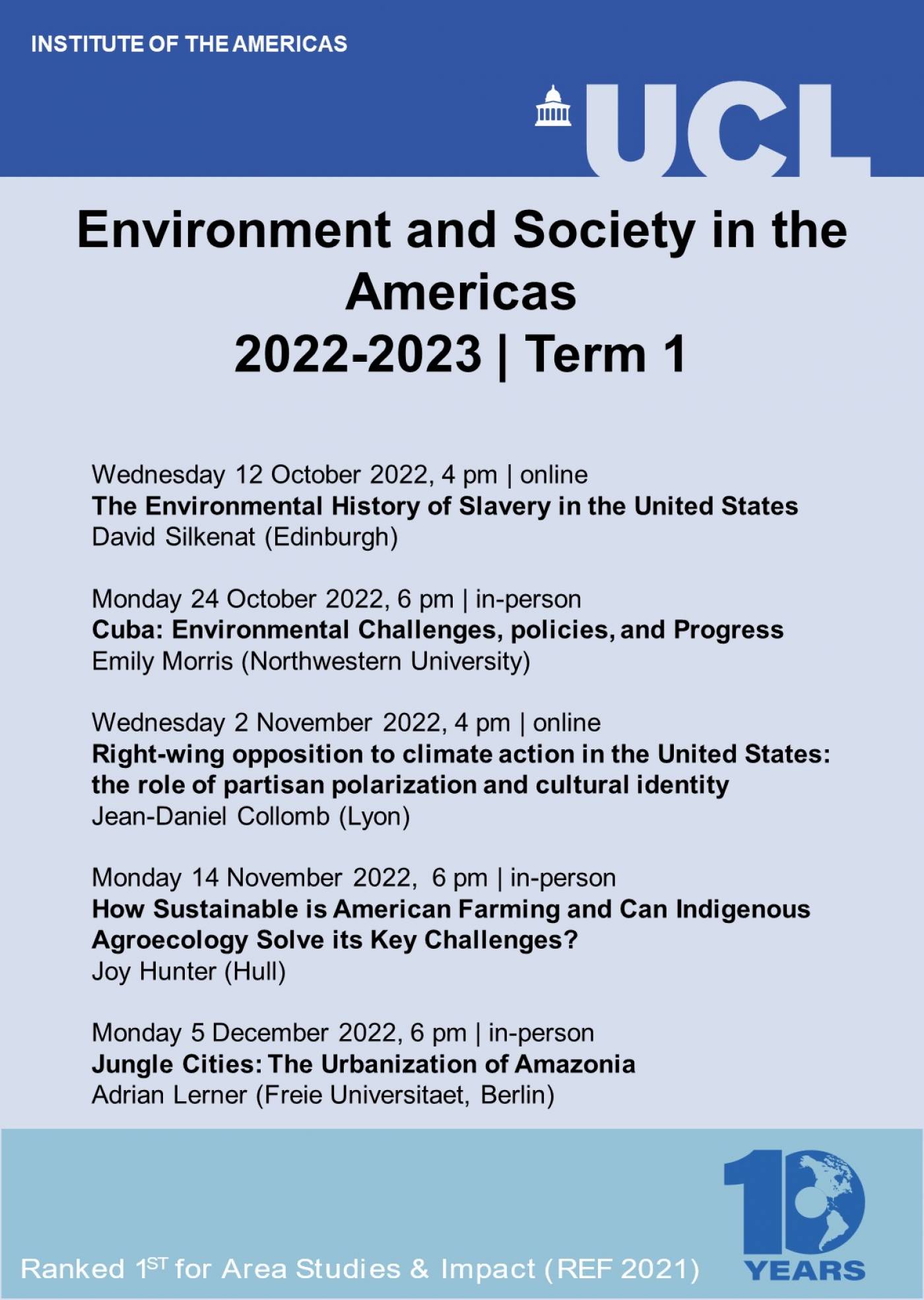The Americas and the World event series poster - Term 1