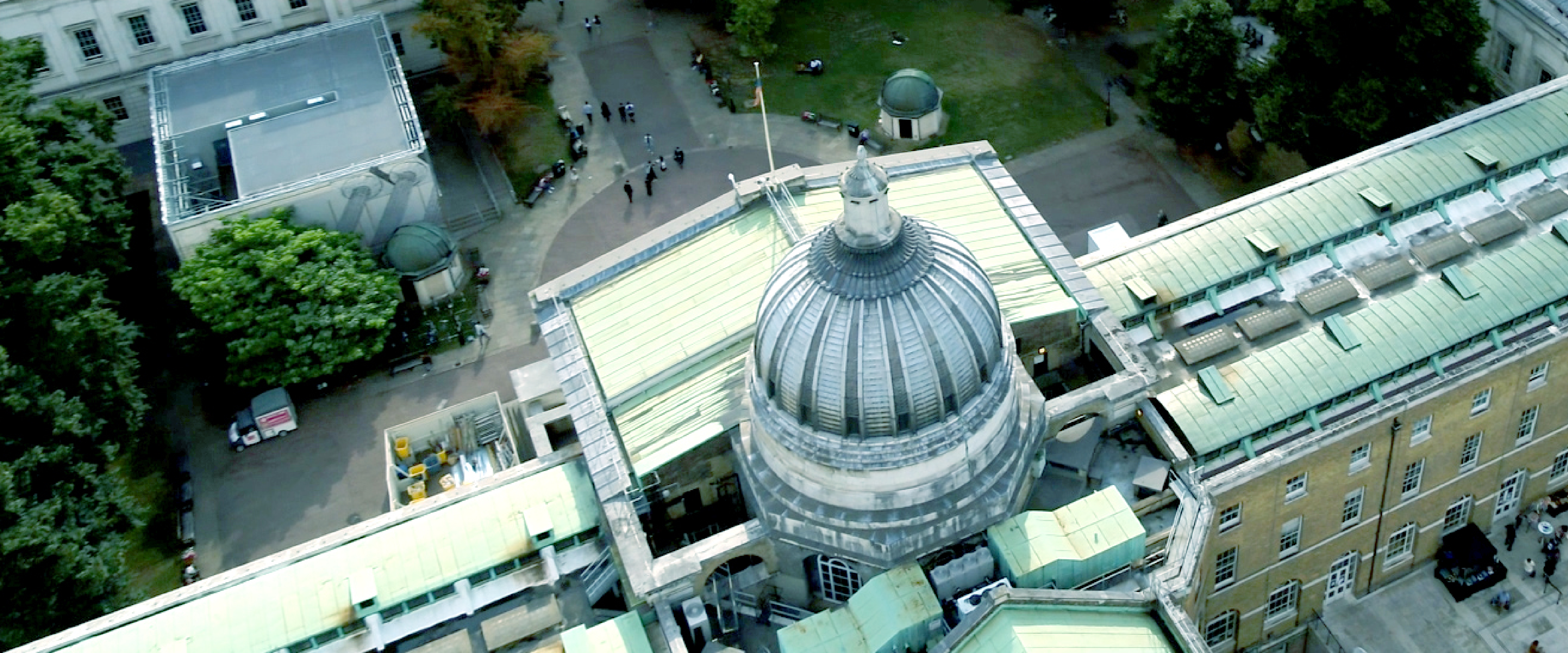 Aerial view of portico