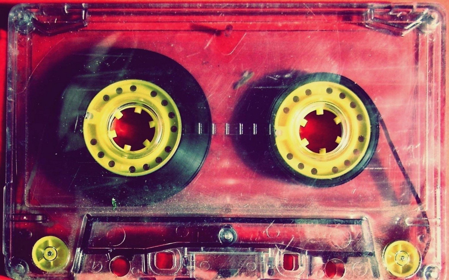 a musictape with a red background