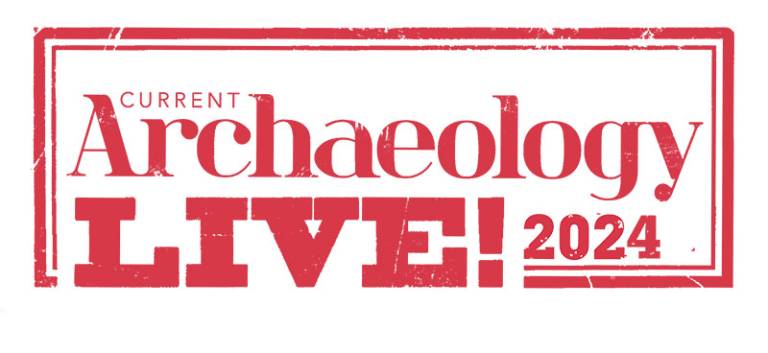 Event logo with red lettering on a white background Current Archaeology Live! 2024
