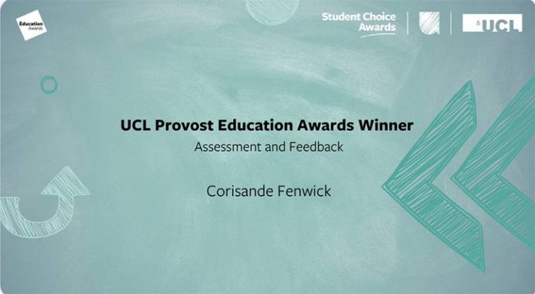Corisande Fenwick wins UCL Provost Education Award 2022