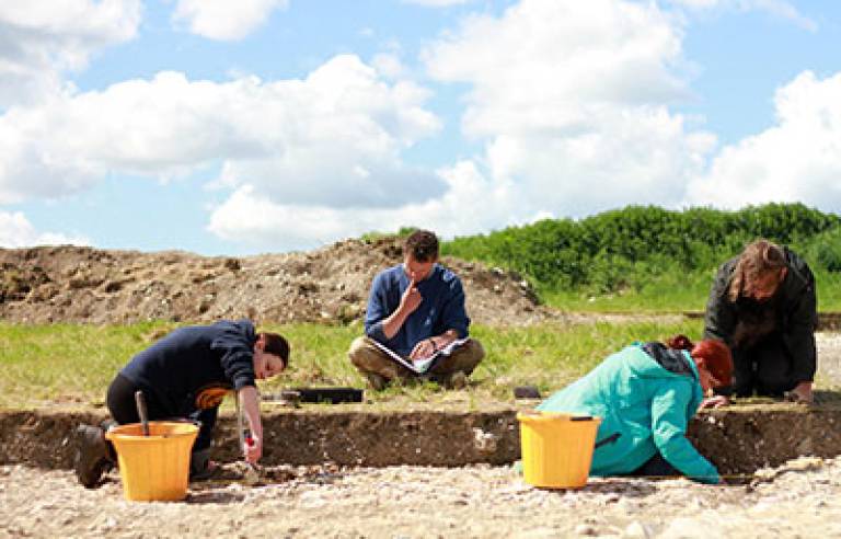 Institute of Archaeology students at the IoA fieldcourse at Downley, West Sussex