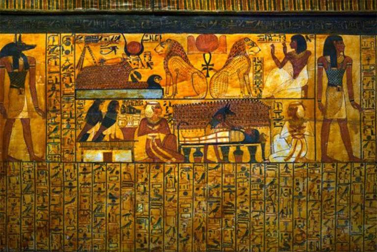 Detail from outer coffin of Khonsu, from Tomb of Sennedjem, Luxor, c.1270 bc. Egyptian Museum Cairo/photo © Jürgen Liepe
