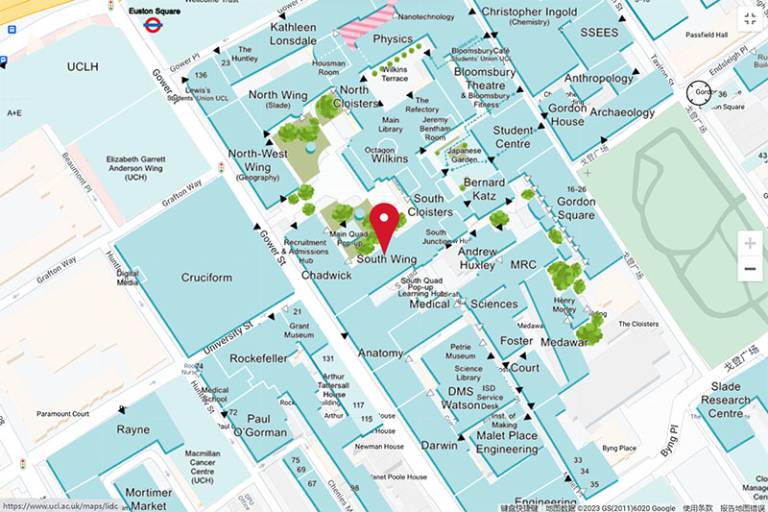 UCL map showing the location of the Institute of Advanced Studies