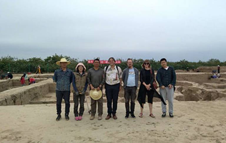Dorian Fuller and Renata Peters visiting the Xunyi Xitou Archaeological Site with Professor Linlin Zhai
