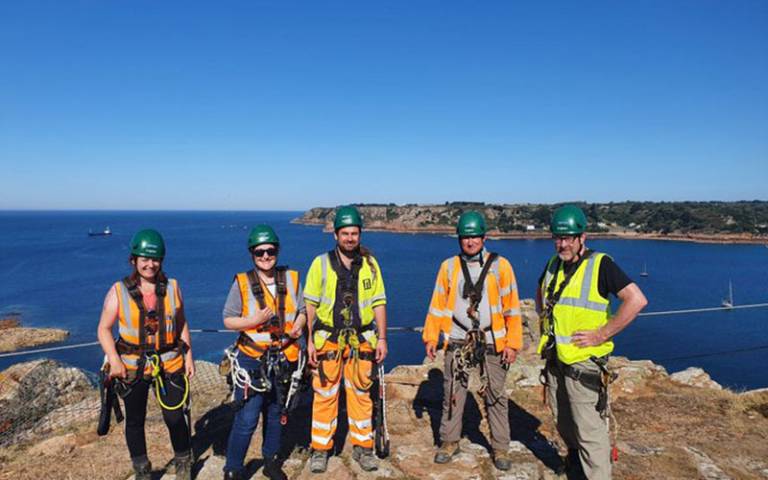 Archaeologists led by Mathew Pope (UCL) excavating at the site of La Cotte de St Brelade, Jersey (July 2022)