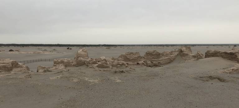 Panoramic view of the sand blown landscape of the city of Miran, in 2018 (Photograph Yunxiao Liu)