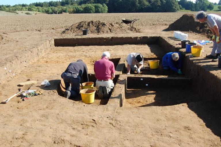 Volunteers excavating an Anglo-Saxon house at Rendlesham (Image courtesy of Suffolk County Council)