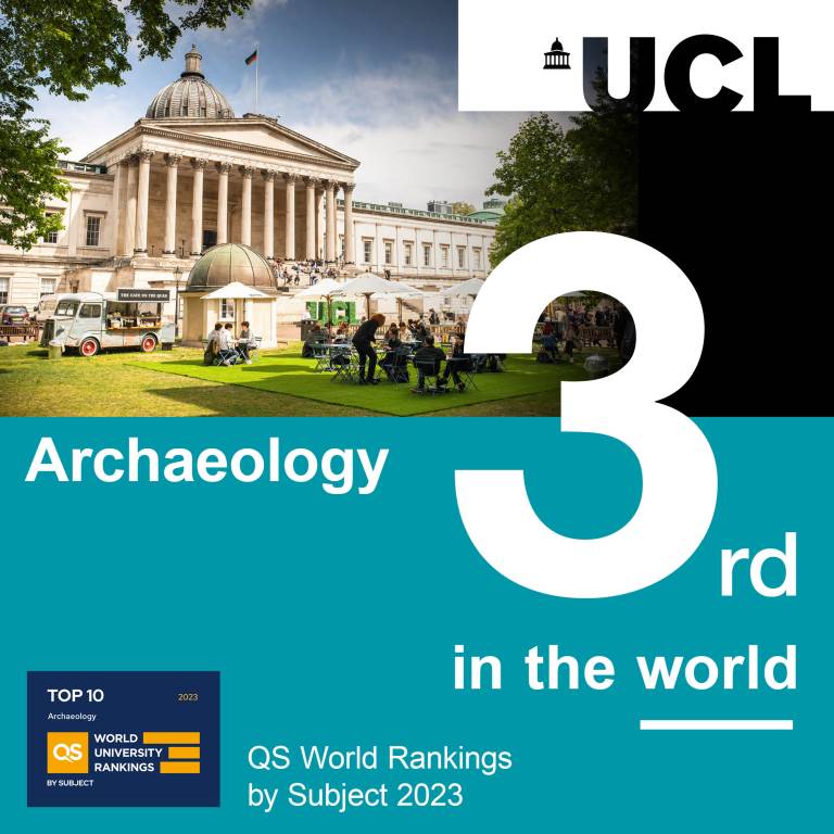 Logo showing UCL portico building (top) and blue strip (bottom) with text in white and black